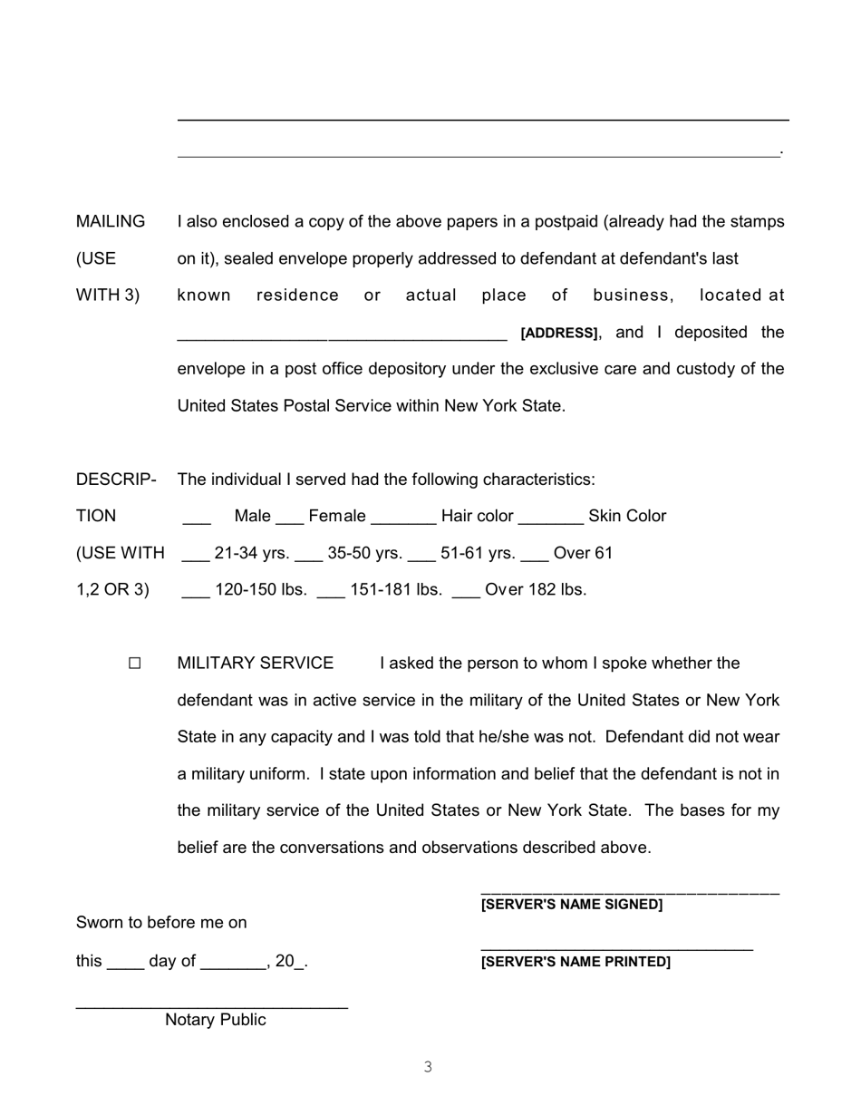 Affidavit in Service of Initiating Papers - Queens County, New York, Page 3