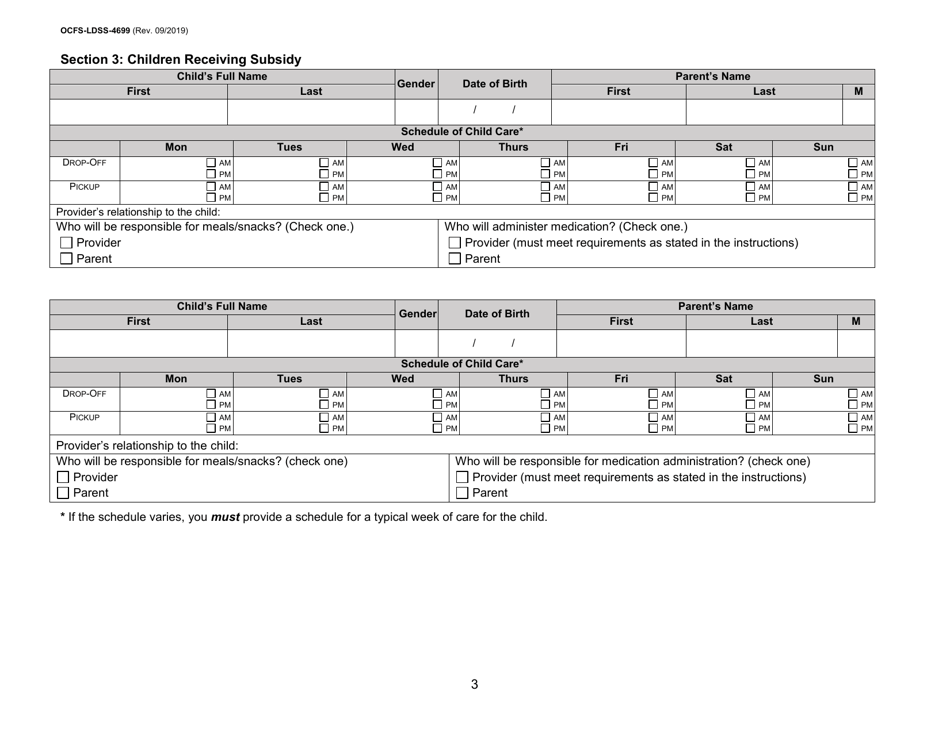 Form OCFS-LDSS-4699 Enrollment Form for Provider of Legally Exempt in-Home Child Care and Legally Exempt Family Child Car - New York, Page 3