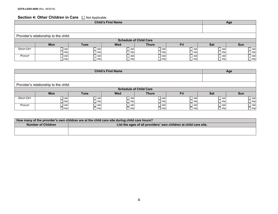 Form OCFS-LDSS-4699 Enrollment Form for Provider of Legally Exempt in-Home Child Care and Legally Exempt Family Child Car - New York, Page 4