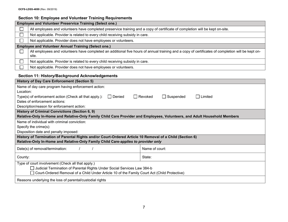Form OCFS-LDSS-4699 Enrollment Form for Provider of Legally Exempt in-Home Child Care and Legally Exempt Family Child Car - New York, Page 7