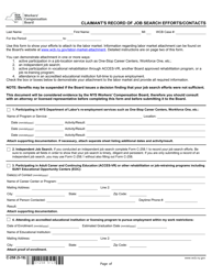 Form C-258 Claimant&#039;s Record of Job Search Efforts/Contacts - New York
