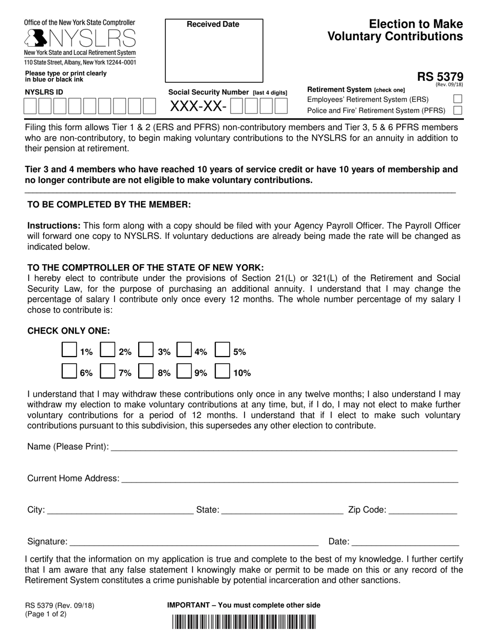 Form RS5379 Download Fillable PDF or Fill Online Election to Make ...