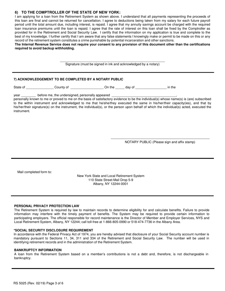 Form RS5025 Tiers 1  2 Loan Application - New York, Page 3