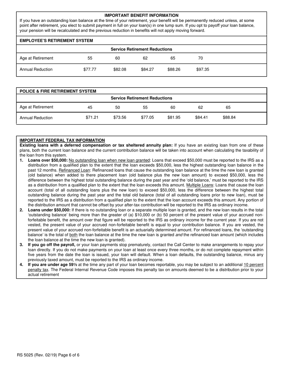Form RS5025 Tiers 1  2 Loan Application - New York, Page 6