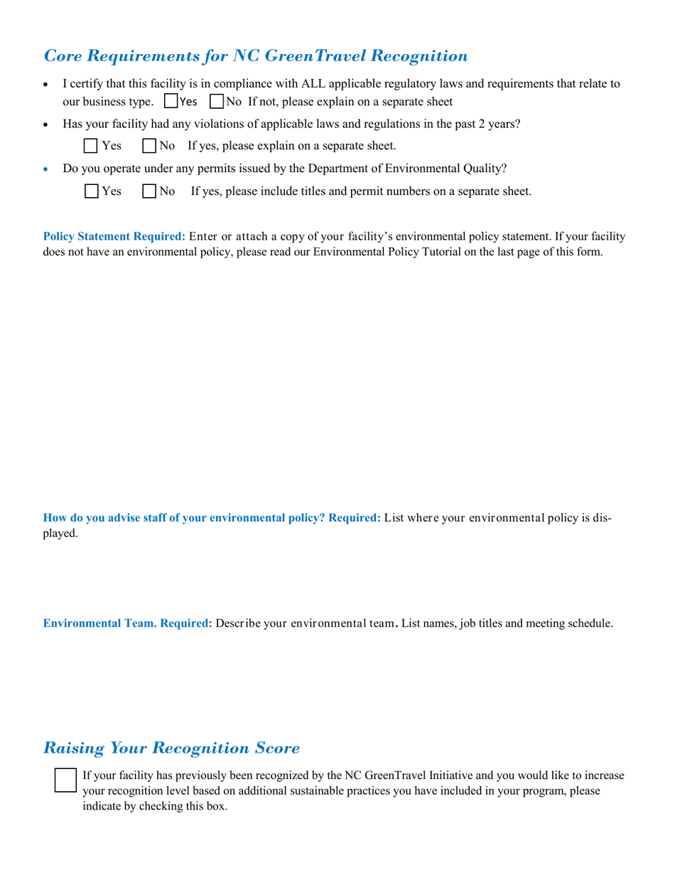 Nc Greentravel Restaurant Application - North Carolina, Page 2