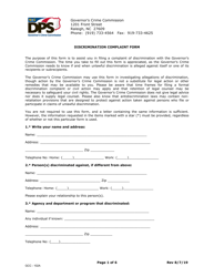 Document preview: Form GCC-102A Discrimination Complaint Form - North Carolina