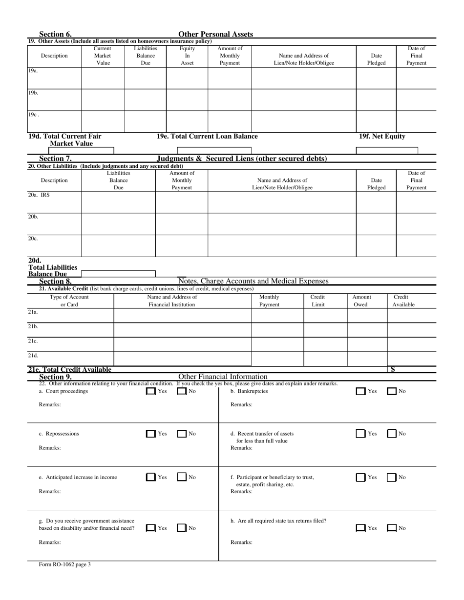 Form RO-1062 Collection Information Statement for Individuals - North Carolina, Page 3