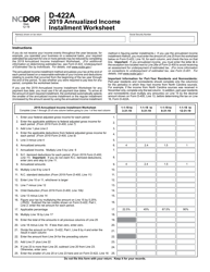Form D-422A Annualized Income Installment Worksheet - North Carolina, Page 2