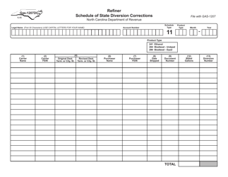 Document preview: Form GAS-1207DC Refiner - Schedule of State Diversion Corrections - North Carolina