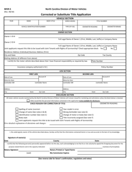 Form MVR-5 Corrected or Substitute Title Application - North Carolina