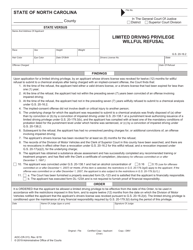Document preview: Form AOC-CR-313 Limited Driving Privilege Willful Refusal - North Carolina
