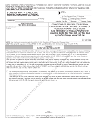 Document preview: Form AOC-CR-631 Conditions of Release for Person Charged With Sex Offense or Crime of Violence Against Child Victim - North Carolina (English/Vietnamese)