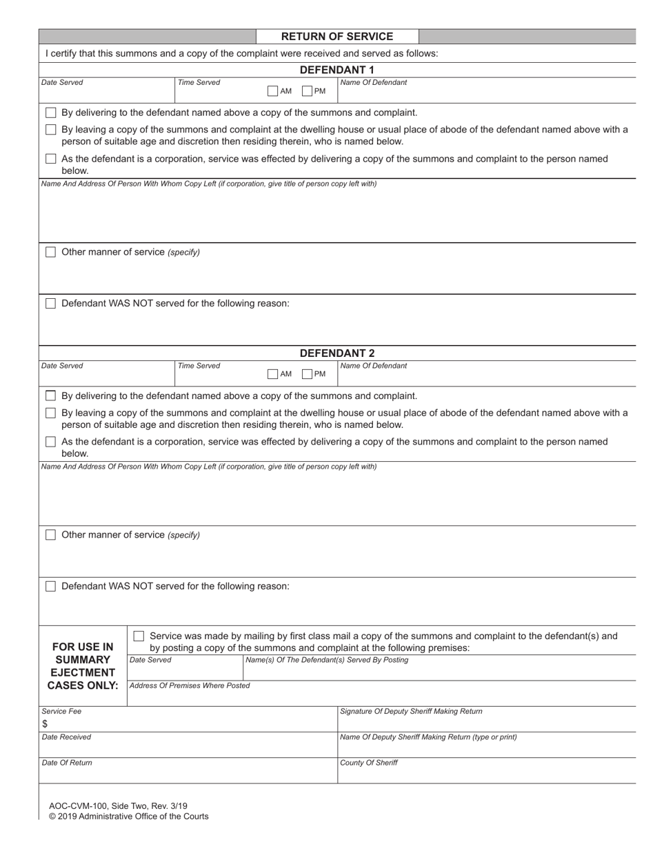 Form AOC-CVM-100 - Fill Out, Sign Online and Download Fillable PDF ...