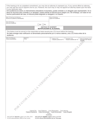Form AOC-SP-301 Notice of Hearing/Rehearing for Involuntary Commitment - North Carolina (English/Spanish), Page 2
