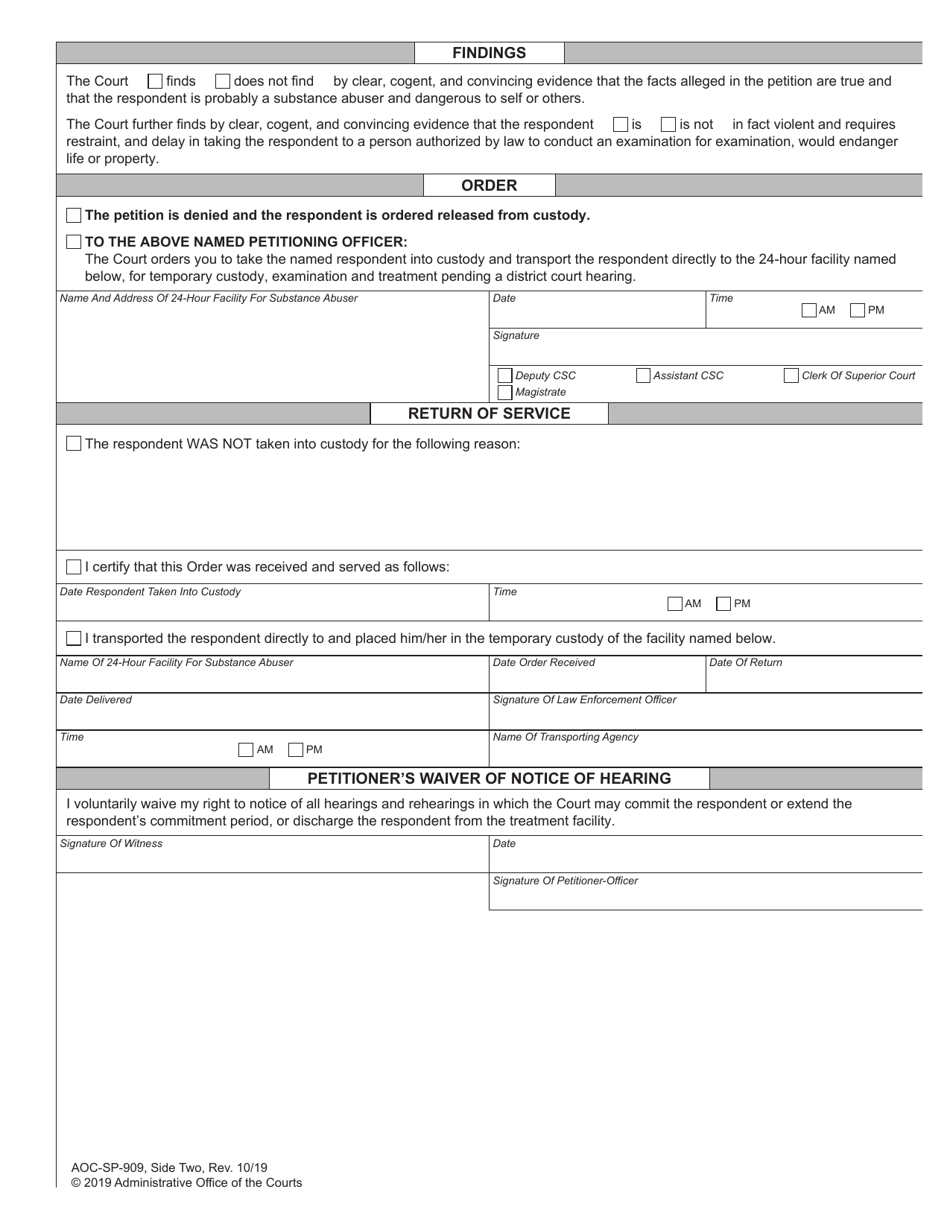 Form AOC-SP-909 - Fill Out, Sign Online and Download Fillable PDF ...