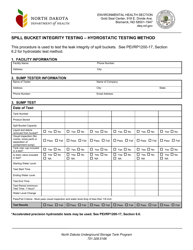 Document preview: Spill Bucket Integrity Testing - Hydrostatic Testing Method - North Dakota