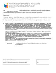 Document preview: Form SFN52266 Policy Statement for Free Meals - Regular Sites - North Dakota