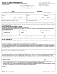 Form SFN9585 Report of Addiction Evaluation - North Dakota