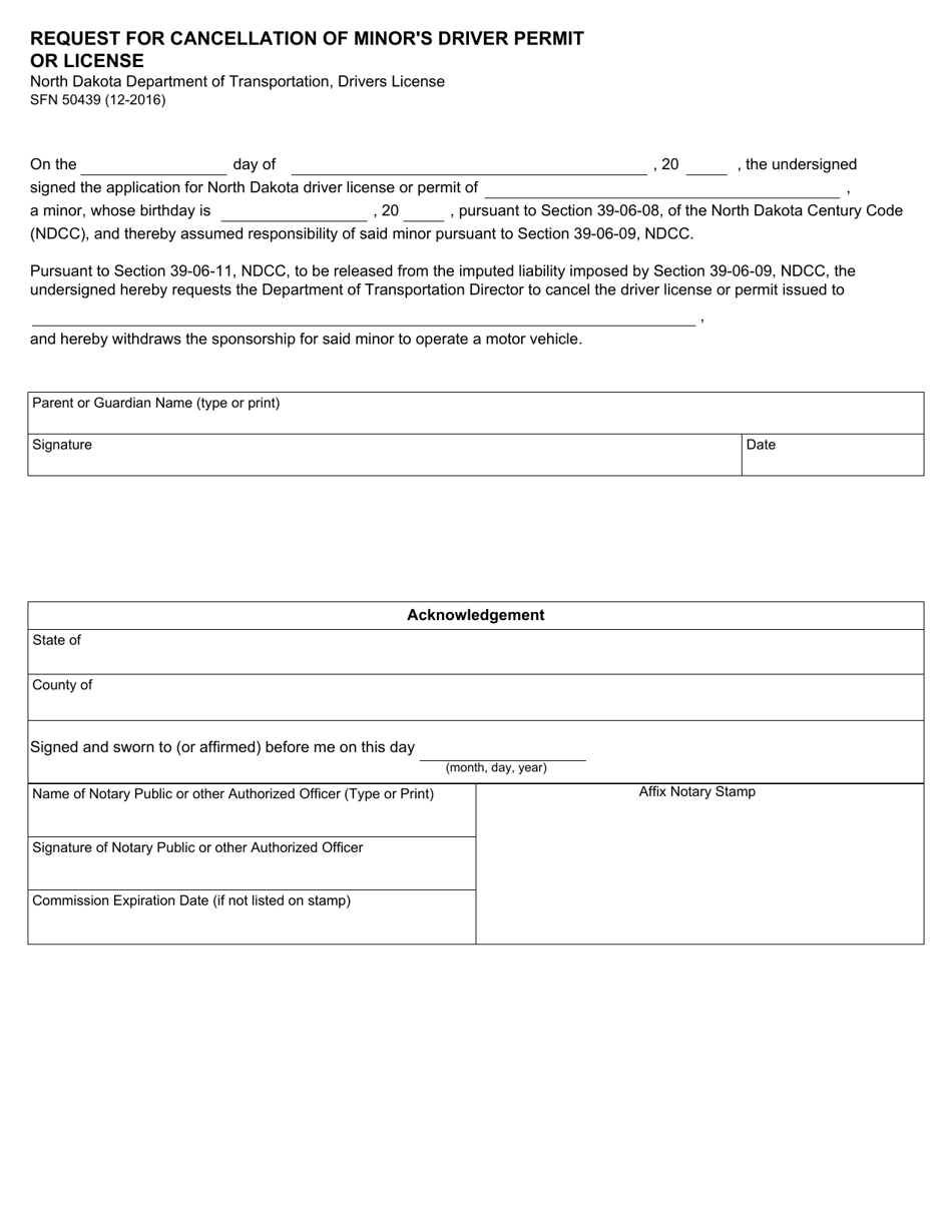 Form SFN50439 Download Fillable PDF or Fill Online Request for ...