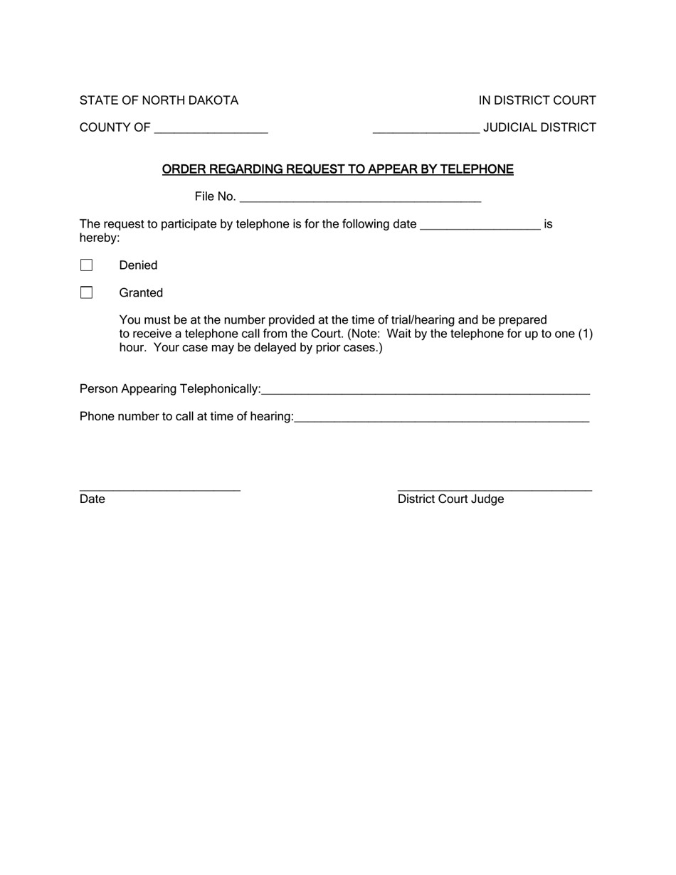 Request to Appear by Telephone - North Dakota, Page 2