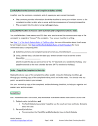 Answering a Debt Collection Summons and Complaint - Checklist - North Dakota, Page 2