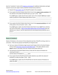Answering a Debt Collection Summons and Complaint - Checklist - North Dakota, Page 3