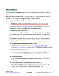 Answering a Debt Collection Summons and Complaint - Checklist - North Dakota, Page 5
