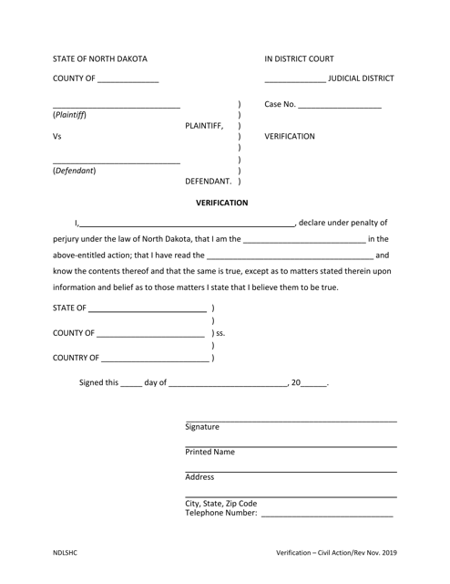 North Dakota Verification Download Fillable Pdf Templateroller 4534