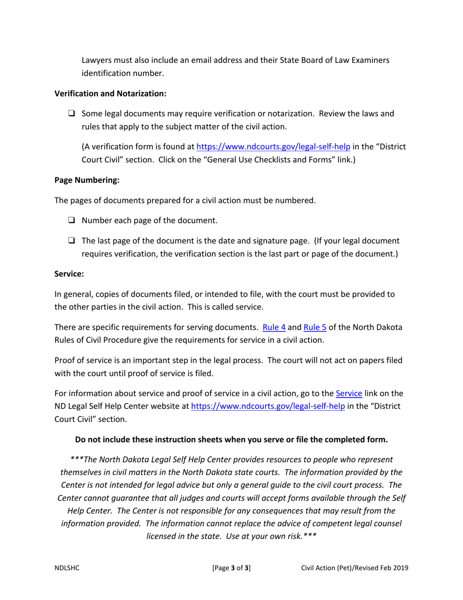 Caption and Signature (Petition) Form - North Dakota, Page 5