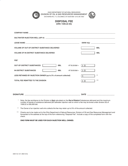 Form DNR-744-1011  Printable Pdf