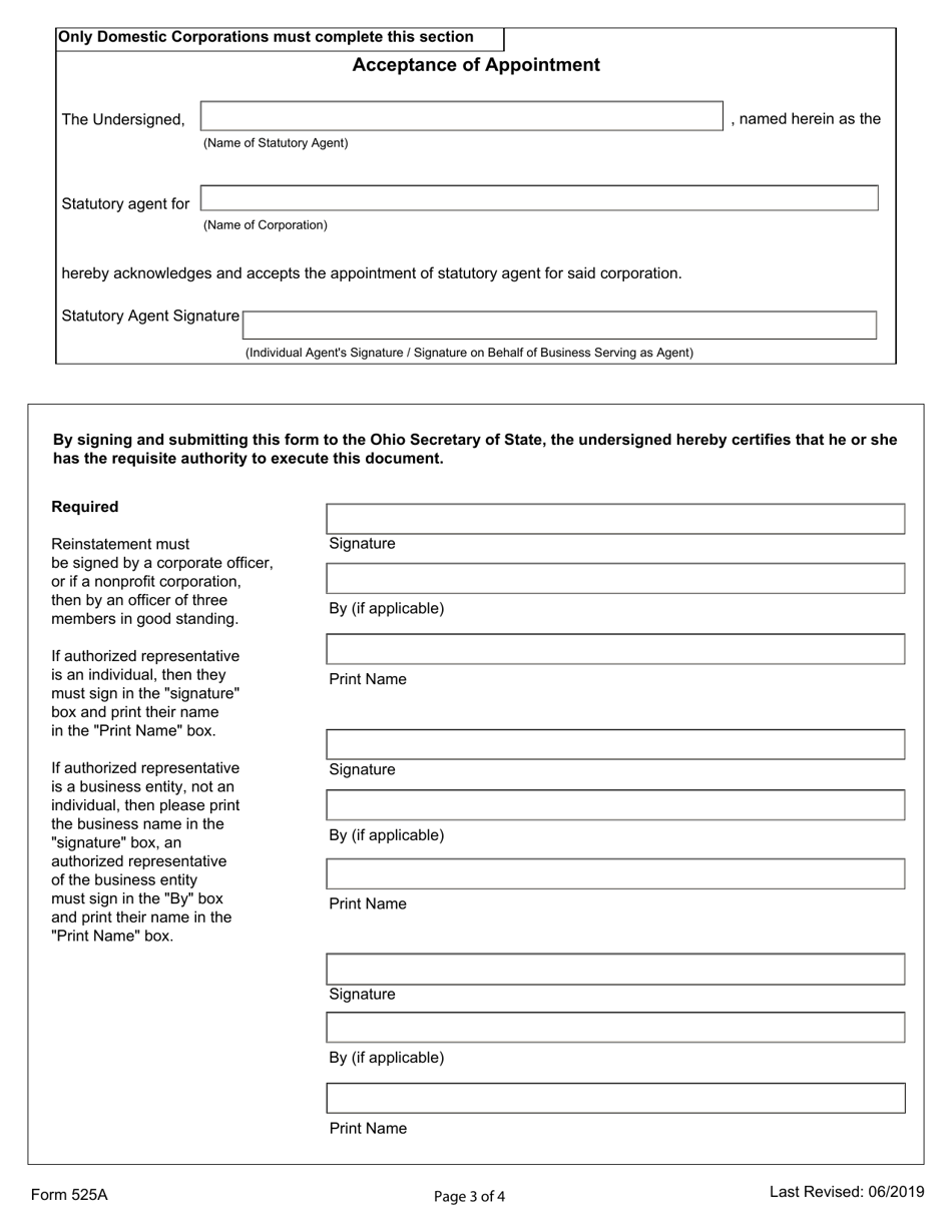 Form 525A Download Fillable PDF or Fill Online Reinstatement ...