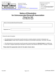 Form 581 Notice of Dissolution for Unincorporated Nonprofit Association - Ohio, Page 2
