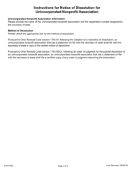 Form 581 Notice of Dissolution for Unincorporated Nonprofit Association - Ohio, Page 3