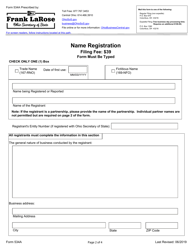 Form 534A Name Registration - Ohio, Page 2