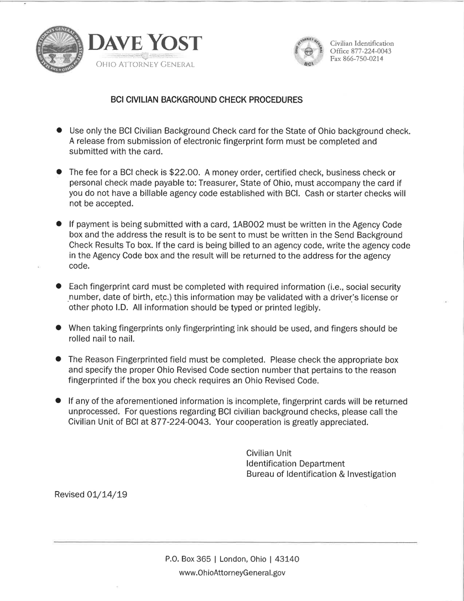 Ohio Civilian Background Check Fill Out, Sign Online and Download PDF