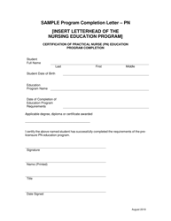 Document preview: Certification of Practical Nurse (Pn) Education Program Completion - Ohio