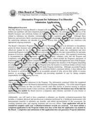 Alternative Program for Substance Use Disorder Admission Application - Ohio