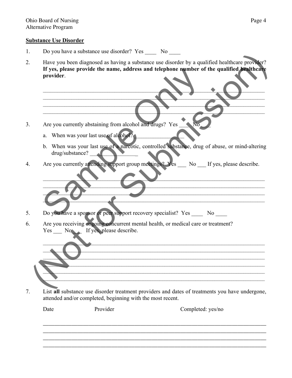 Alternative Program for Substance Use Disorder Admission Application - Ohio, Page 4