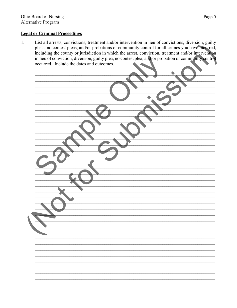 Alternative Program for Substance Use Disorder Admission Application - Ohio, Page 5