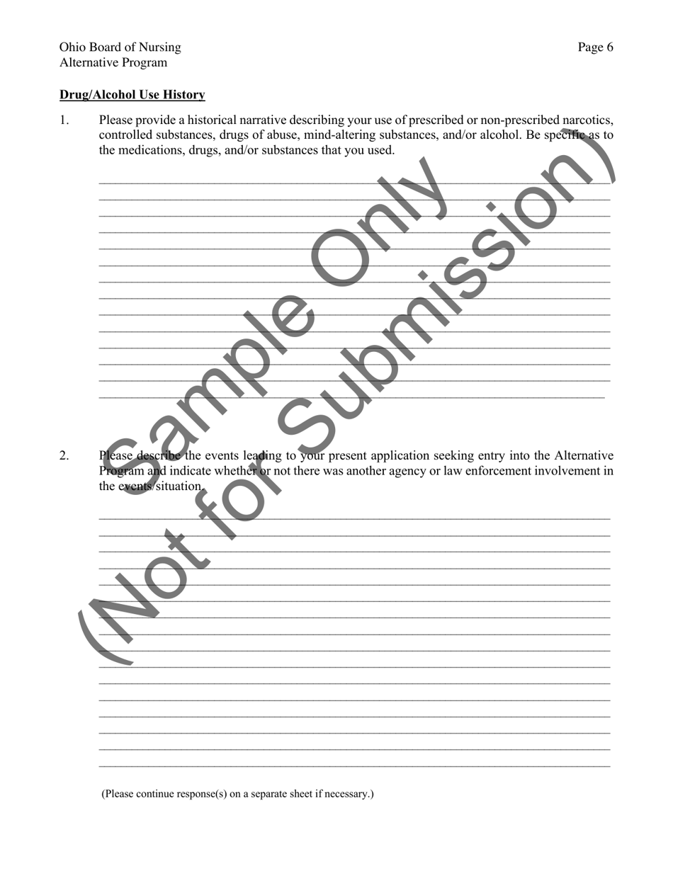 Alternative Program for Substance Use Disorder Admission Application - Ohio, Page 6