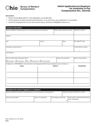 Form SI-6 (BWC-7206) &quot;Initial Application by Employer for Authority to Pay Compensation Etc., Directly&quot; - Ohio