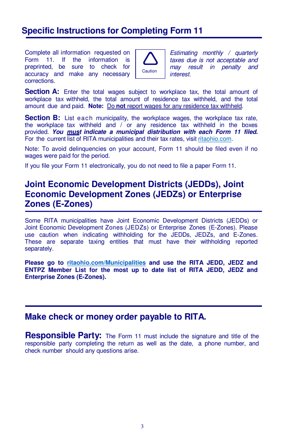 Instructions for Form 11 Employers Municipal Tax Withholding Statement - Ohio, Page 3