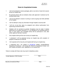 Document preview: Form OP-040114 Attachment A Rules for Hospitalized Inmates - Oklahoma