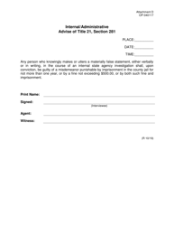 Document preview: Form OP-040117 Attachment D Internal/Administrative Advise of 21, Section 281 - Oklahoma