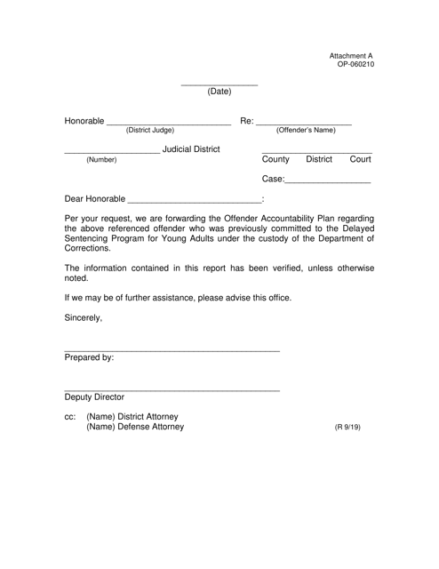 Form OP-060210 Attachment A Offender Accountability Cover Letter - Oklahoma