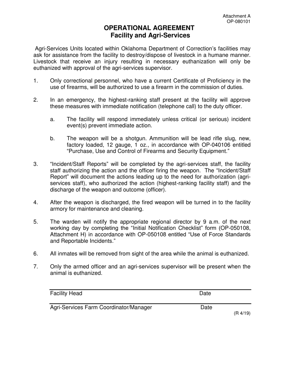 Form OP-080101 Attachment A Operational Agreement - Oklahoma, Page 1