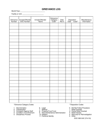Document preview: Form OP-090124C Grievance Log - Oklahoma