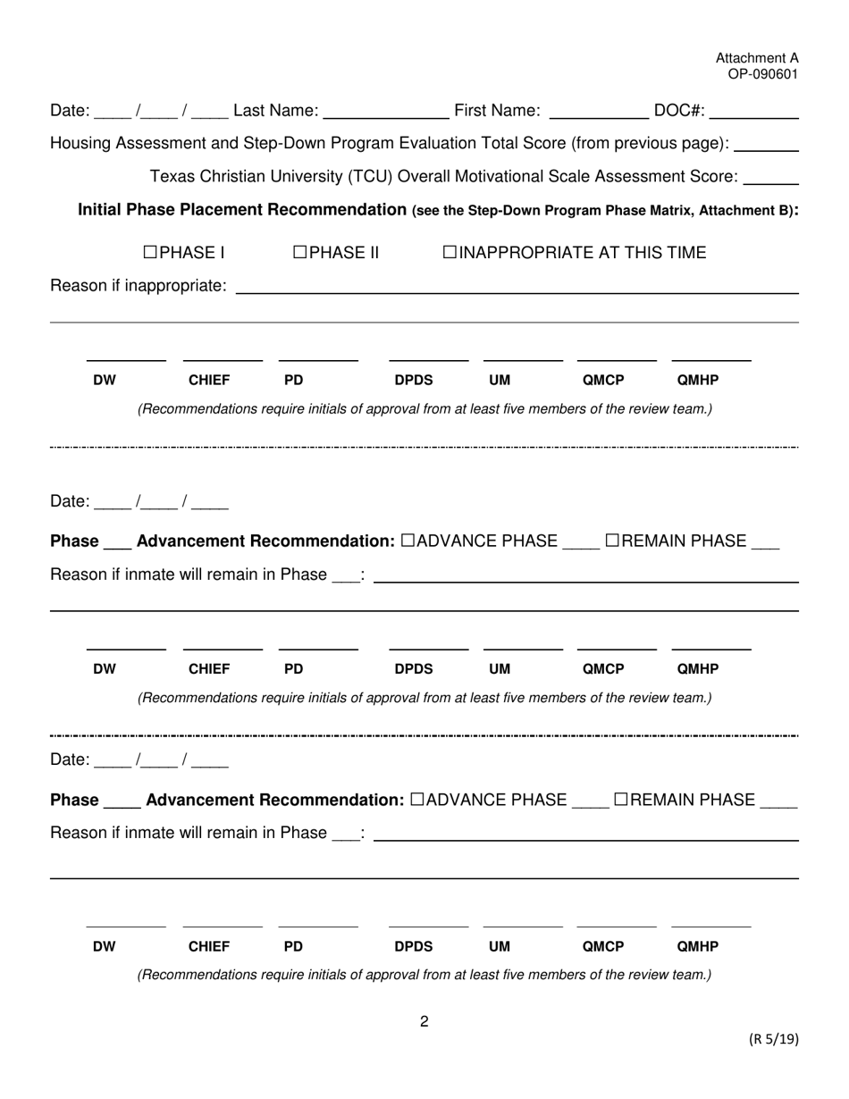 Form OP-090601 Attachment A Housing Assessment and Step-Down Program Evaluation - Oklahoma, Page 2