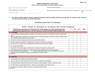 Form OP130107 B Monthly Environmental Health and Safety Inspection Report - Oklahoma