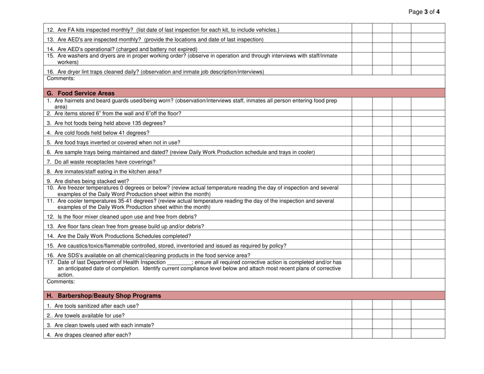 Form OP130107 B Monthly Environmental Health and Safety Inspection Report - Oklahoma, Page 3